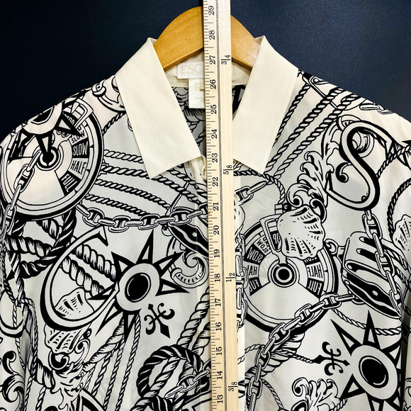 Escada By Margaretha Ley Blouse Women's Size 38 Beige Nautical Print Button Up - Picture 10 of 13